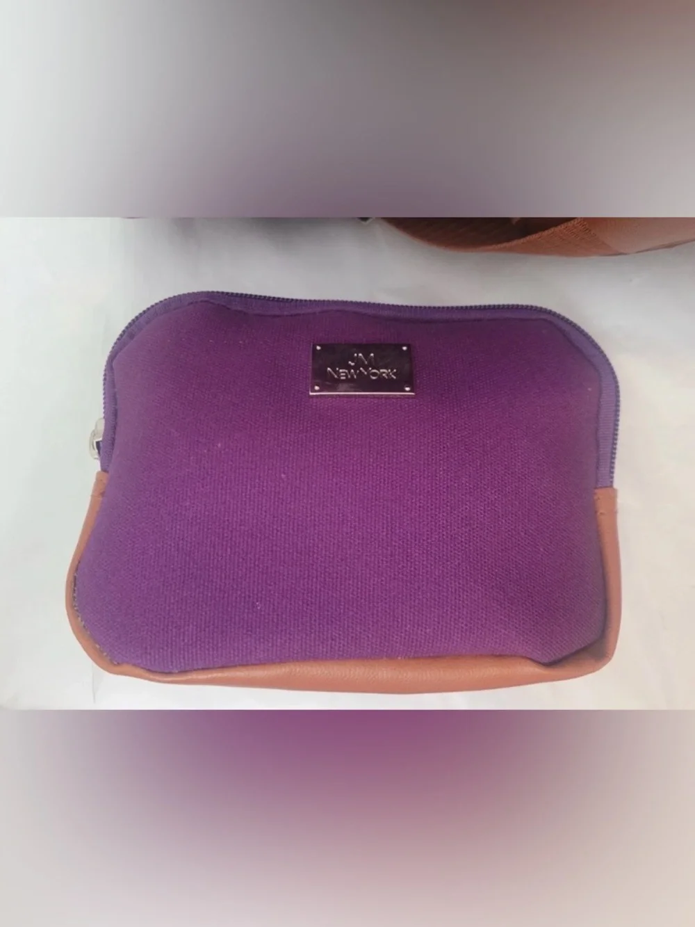 JM New York Purple Travel Weekender Bag with Brown Trim